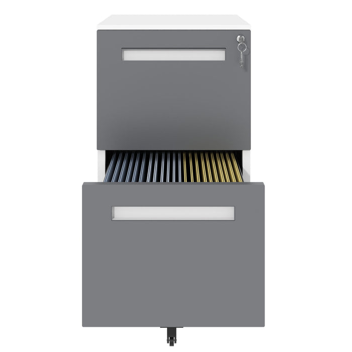 2-Drawer Mobile File Cabinet With Lock,On 360° Wheels, Holds A4/Letter/Legal Files - White
