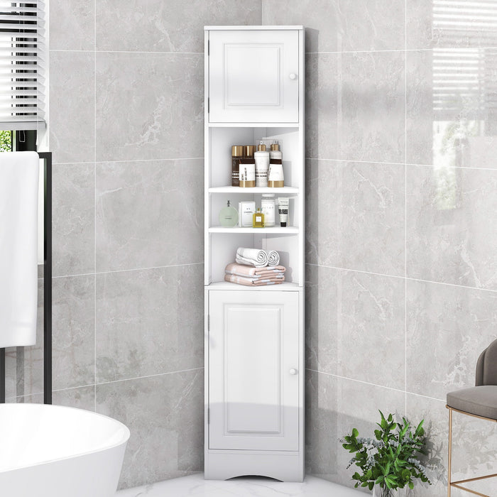 Multi Functional Corner Cabinet With Adjustable Shelves And 2 Doors