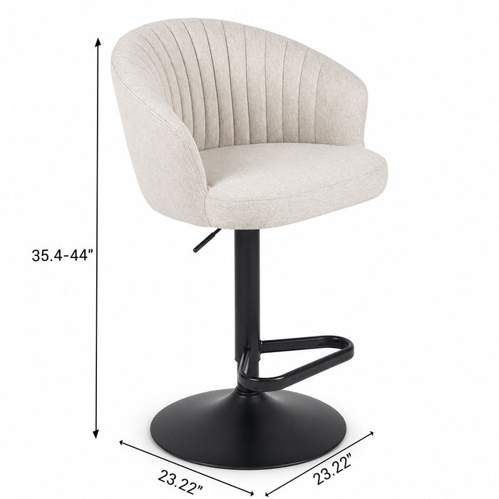 Adjustable Swivel Bar Stool With Upholstered Seat - Beige