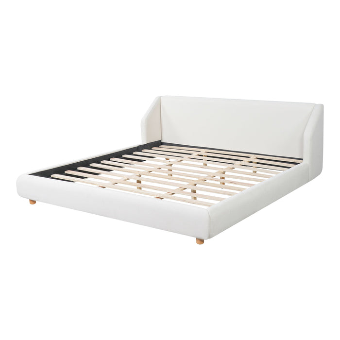 Modern Upholstered Bed Frame With Wingback Headboard
