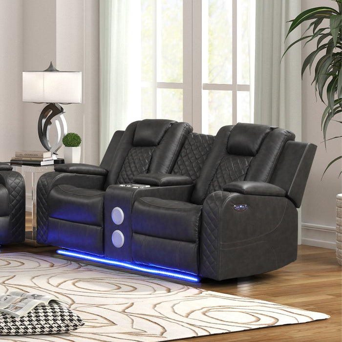 Benz - Power Reclining Loveseat With LED Lighting And Built In USB