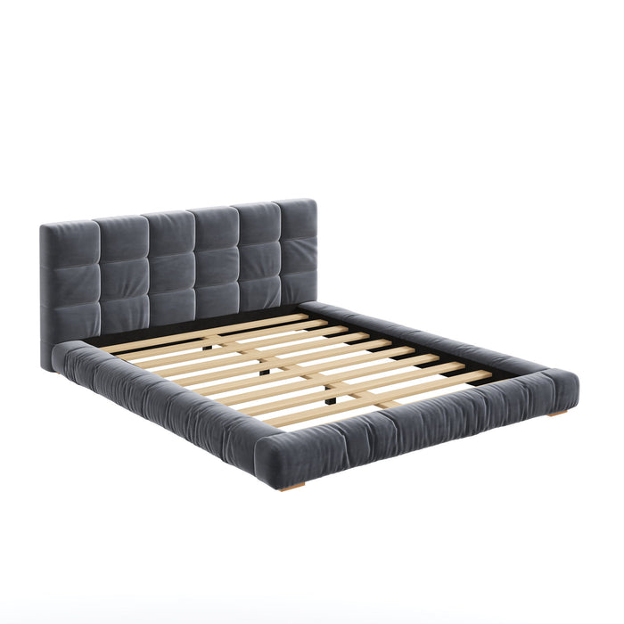 Upholstered Platform Bed Frame With Tufted Headboard