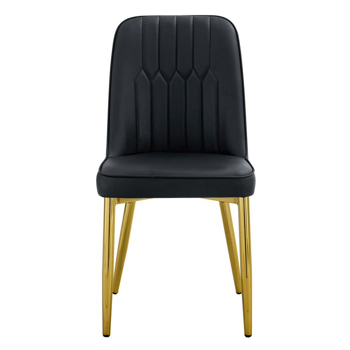 Modern Dining Chairs With Metal Legs And Simple Line Design On Backrest