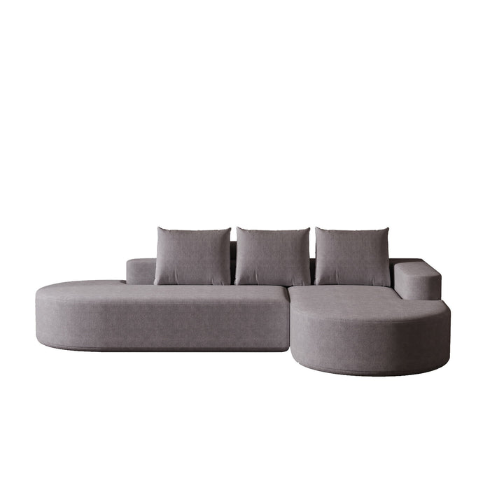 Modern Curved Sofa, L-Shaped Modular Sectional Set With 3 Pillows