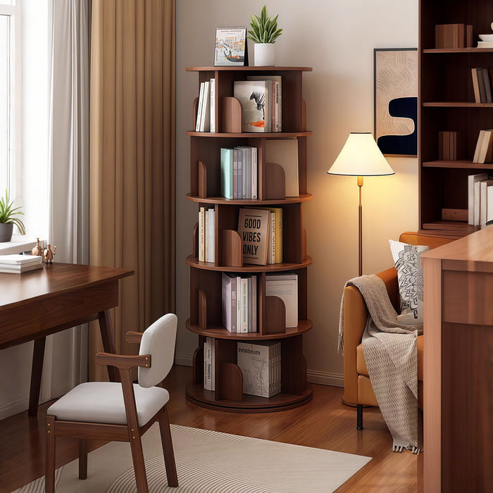 5 Tier Rotating Bookshelf, Spinning Design