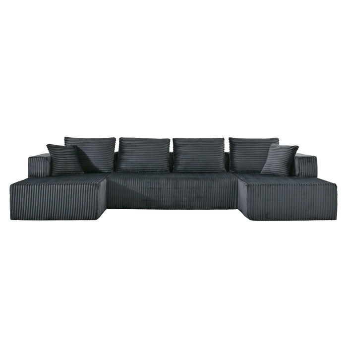 U-Shaped Modular Sectional Sofa With Double Chaise, Oversized Deep Seat For Living Room