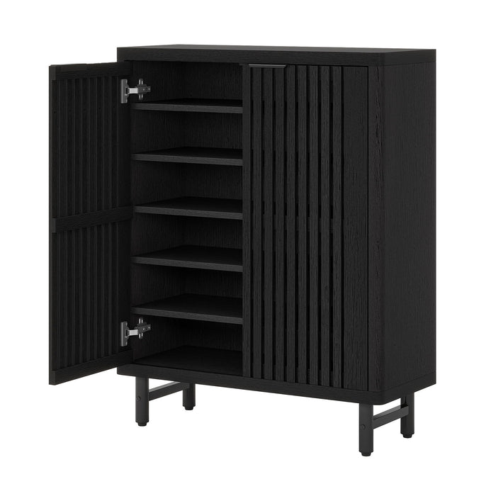 6 Tier Shoe Cabinet With Louvered Doors