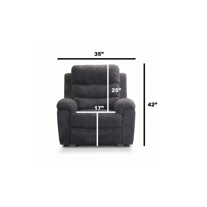 Manual Recliner Chair With 150° Recline, For Living Room - Dark Gray