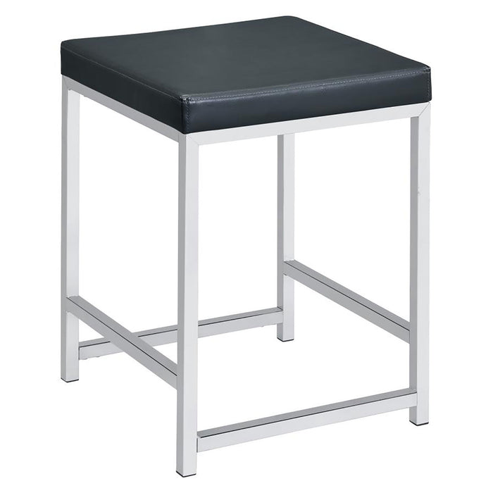 Upholstered Square Vanity Stool With Base - Dark Gray