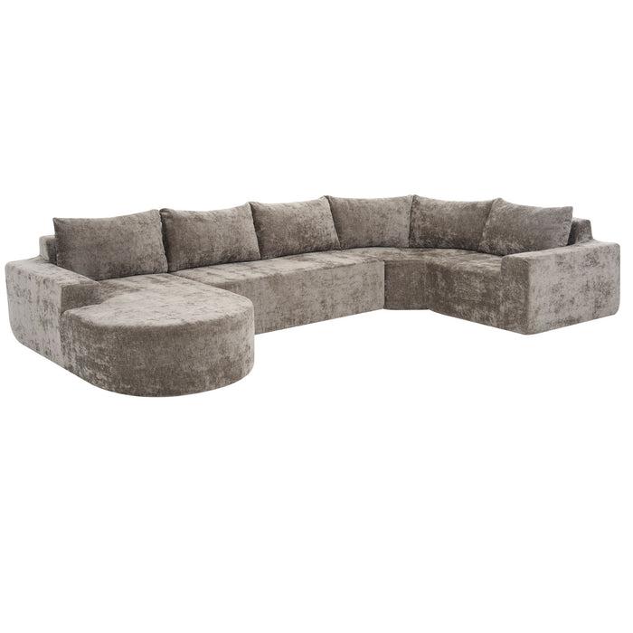 Modular Cloud Sectional Sofa Set, U-Shaped Upholstered Couch With Deep Seat