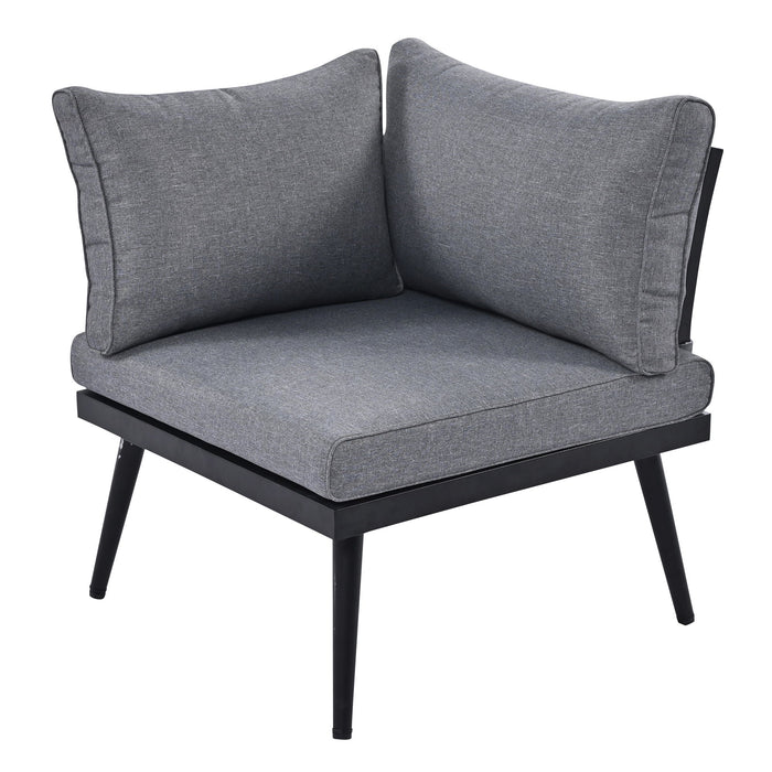 Modern Outdoor Sectional Sofa Set With Nesting Coffee Tables