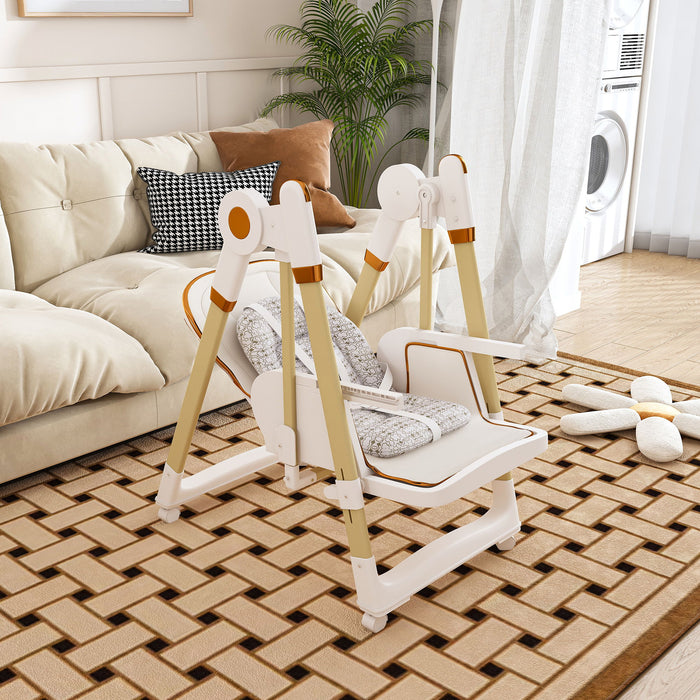 Convertible Baby High Chair To Rocker With 5 Point Harness