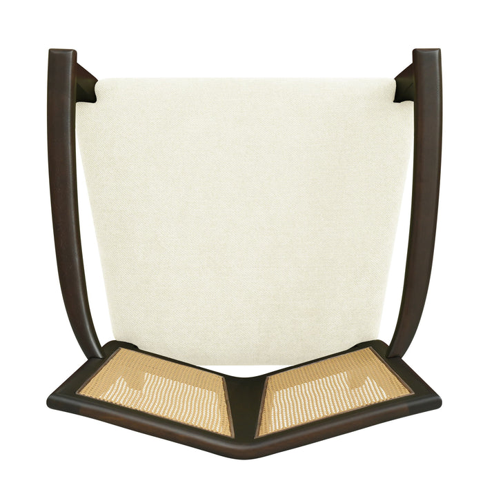 Mid Century Modern Arm Dining Chair Set With Rattan Backrest