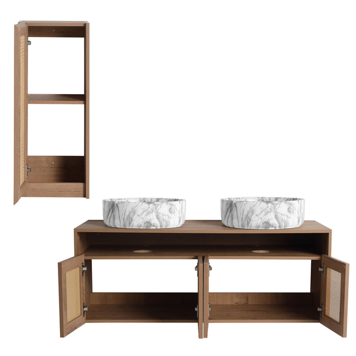Bathroom Vanity & Art Sink And Side Cabinet, Float Mounting Design