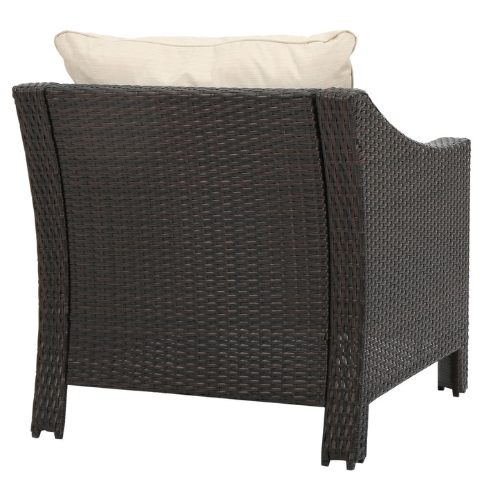 Antibes - 4 Pieces Wicker Chat Set - Brown / Beige