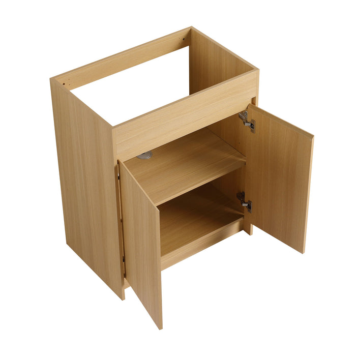 28" Freestanding Bathroom Vanity With Sink, Soft Close Doors - Oak
