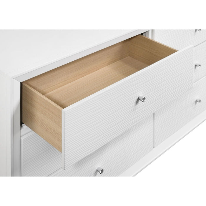 Nightstand With Angled Legs, Round Knobs, Wave Texture, 2 Drawer Bedside Table - White