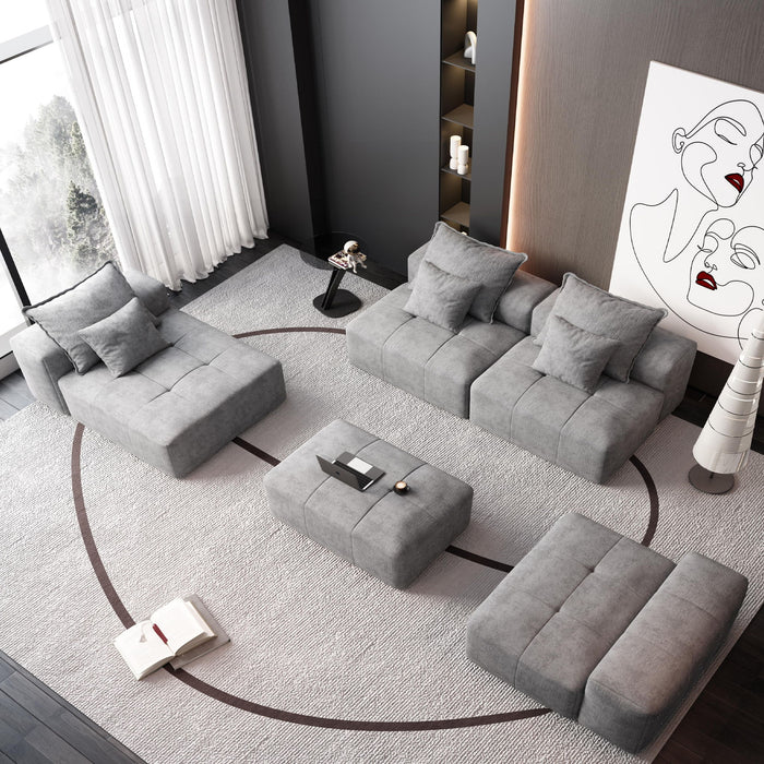 Modern Oversized, Modular Sectional Sofa With Pillows