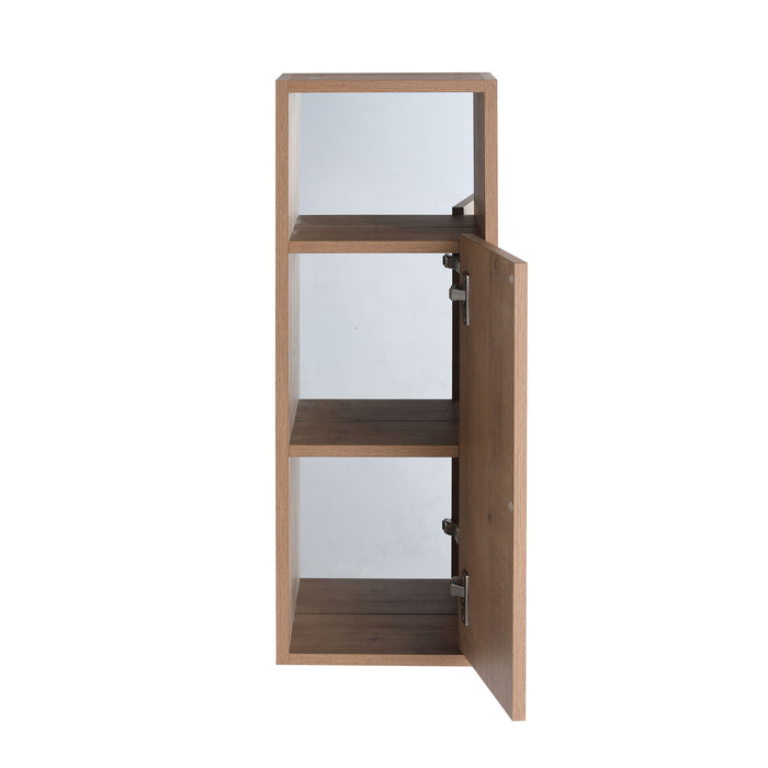 30" Wall Mounted Dressing Table With Mirror, Frame Storage Cabinet, Soft Close Door - Imitative Oak