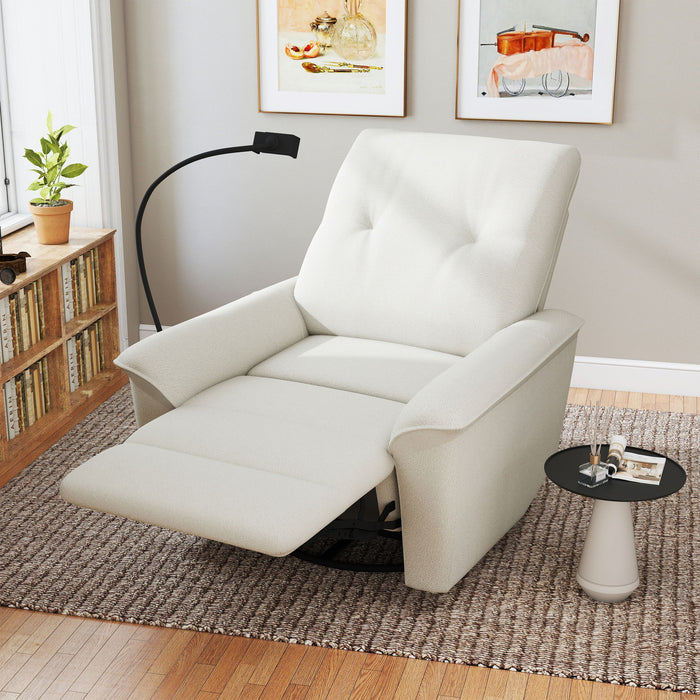 270° Power Swivel Rocker Recliner Chair With Phone Holder, Electric Glider Reclining Sofa With USB Ports For Living Room Bedroom - Beige