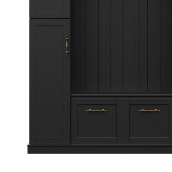Hall Tree With 4 Side Cabinets