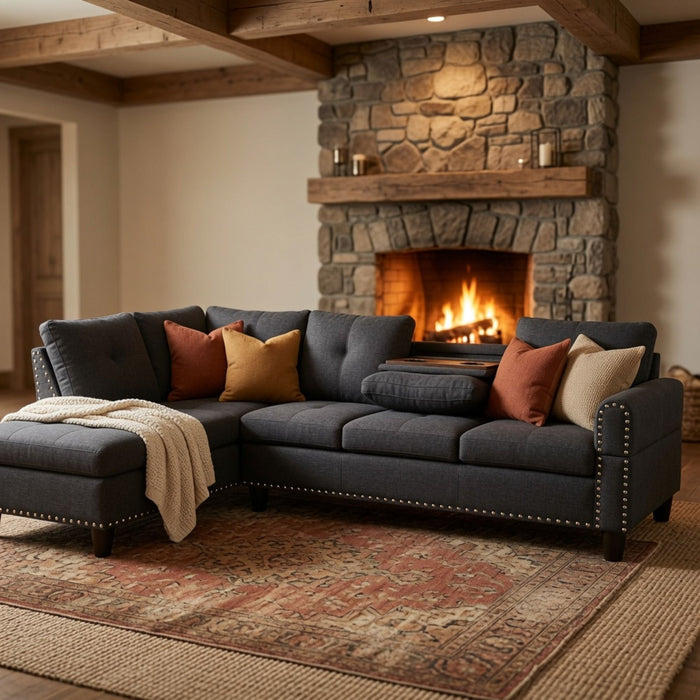 L - Shaped Sectional Sofa With Movable Left Chaise