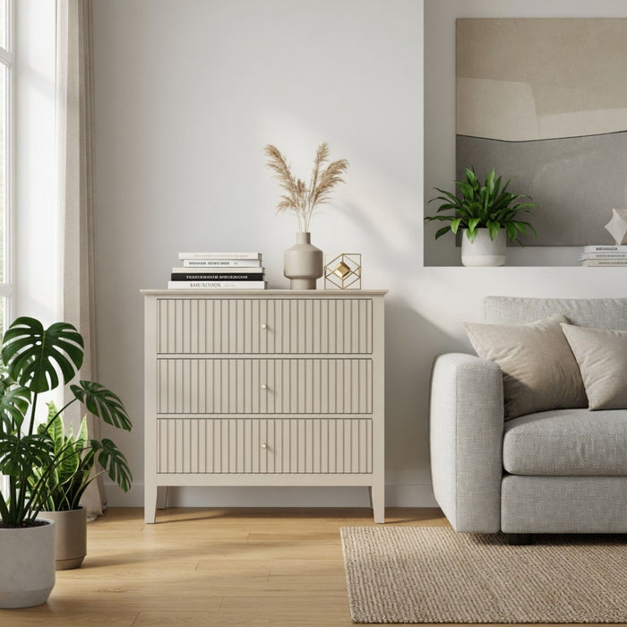 Fluted 3 Drawer Nightstand With Soft Close Slides
