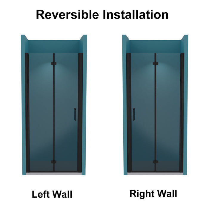 Bi-Fold Semi-Frameless Shower Doors In Matte With Clear Glass