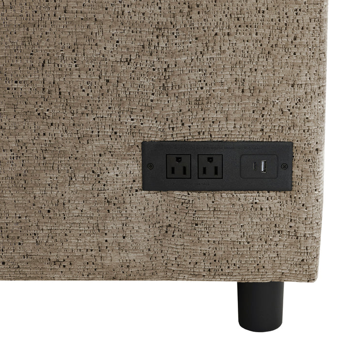 U-Shaped Sectional Sofa Bed With Storage, Charging Ports, And Cup Holders - Brown