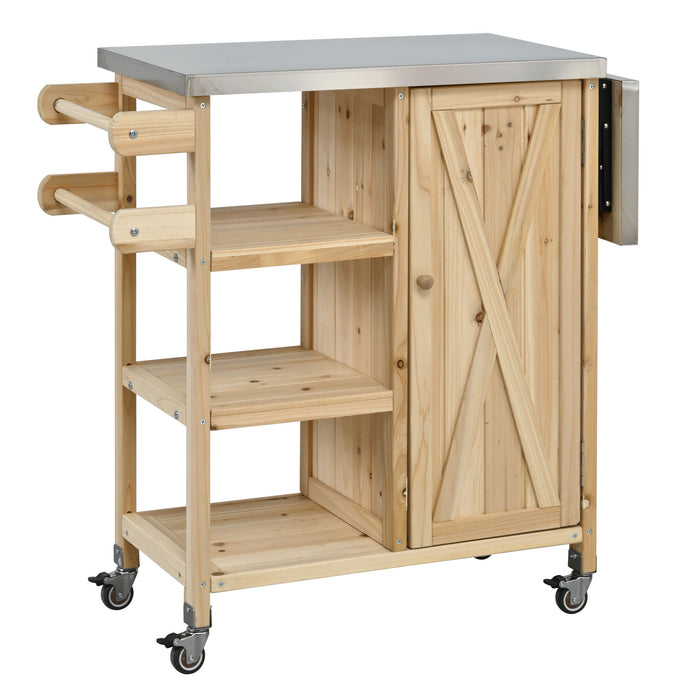 Foldable Outdoor Kitchen Island With Storage Cabinet