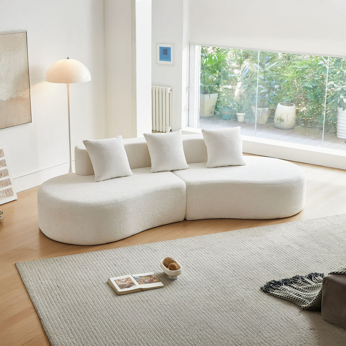 Curved Boneless Couch, Half Moon Sofa, 5 Seat Couch With High Density Foam Filled For Living Room - White