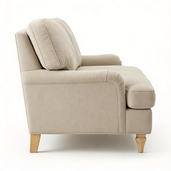 Loveseat Sofa, Upholstered Small Couch For Living Room - Cream Beige