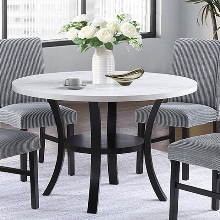 Elegant 5 Piece Dining Set Dark Chairs Top Table With Lower Shelf Kitchen Dining Room
