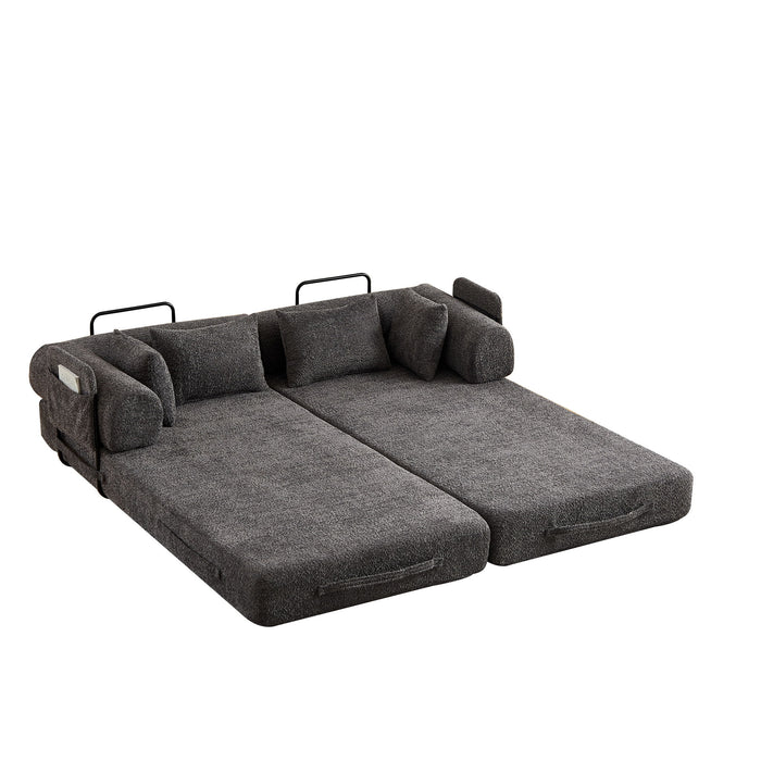Convertible Sleeper Sofa Bed With Cylindrical Pillow