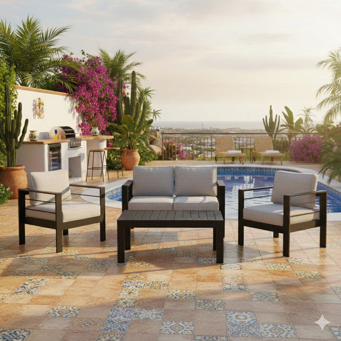 Outdoor Patio Set, All-Weather With Thick Cushions
