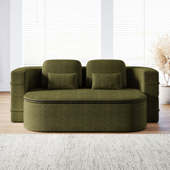 2 In 1 Foldable Sofa Bed With Multi Functional Blanket, Floor Lounge Sofa