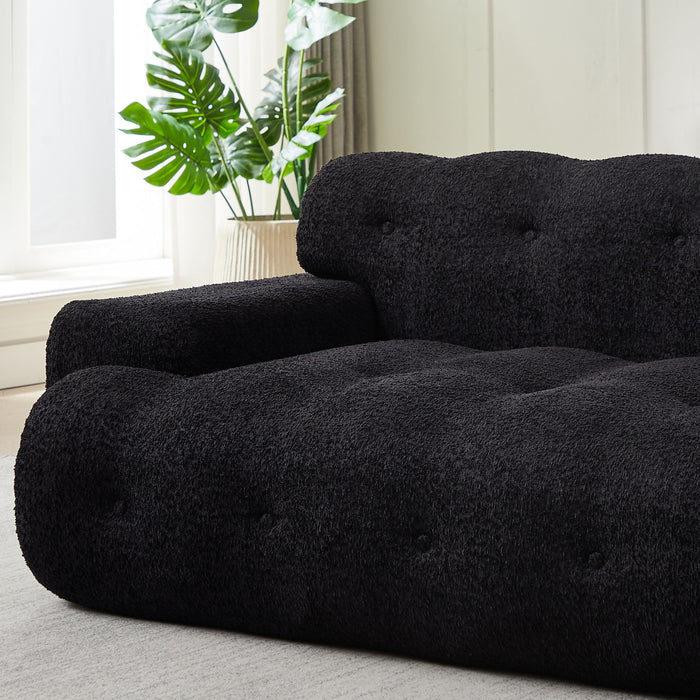 Cloud Series Minimalist Button Tufted Square Arm 3 Seater Sofa