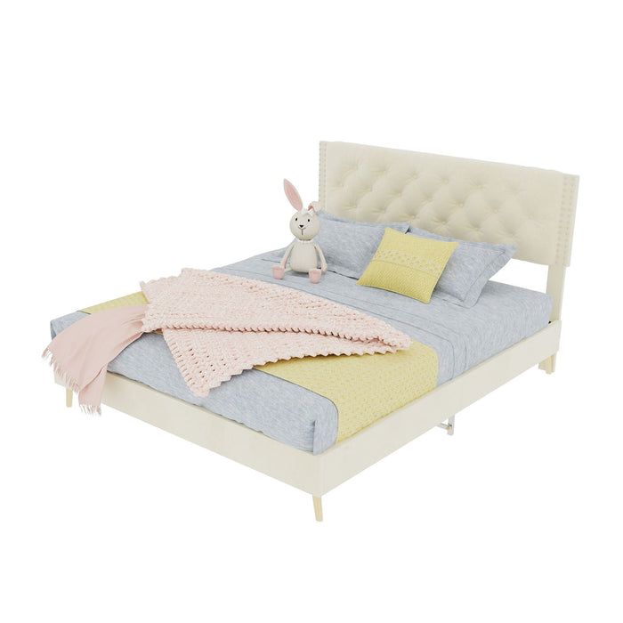 Upholstered Bed With Tufted Headboard