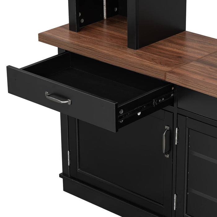 Extra Long TV Stand With 7 Color LED Lights, Adjustable Shelves & Storage Cabinets