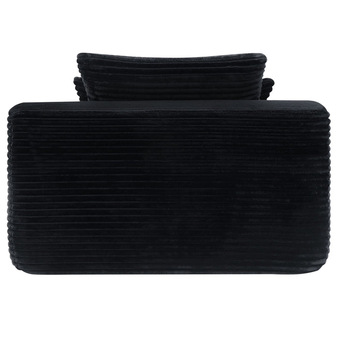 Convertible Chaise Lounge Chair & Wide Armrest & Throw Pillows - Black