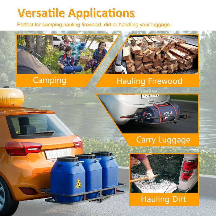 Heavy Duty Alloy Steel Cargo Basket With 500 Lbs Load Capacity In For Cars, Suvs, Trucks, And Trailers - Black