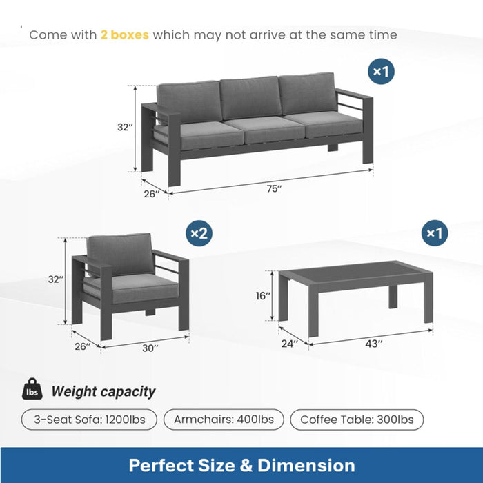 Outdoor Patio Set All-Weather With Thick Cushions