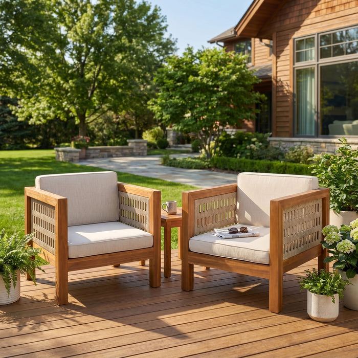 Outdoor Club Chair & Rope Arm And Cushions