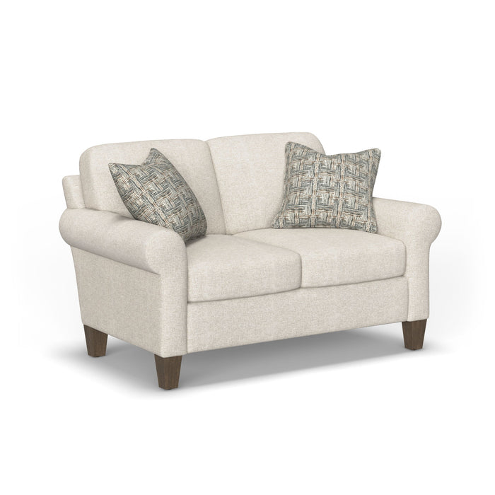 Moxy - Fabric Loveseat, Curved Sock Arms