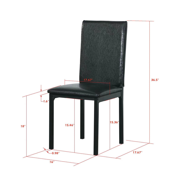 5 Piece Dinning Set With Faux Marble Top, Table & 4 Chairs - Black