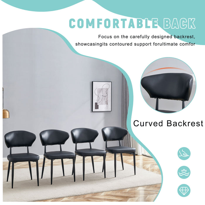 Minimalist Ergonomic Dining Chair With Curved Backres (Set of 4)