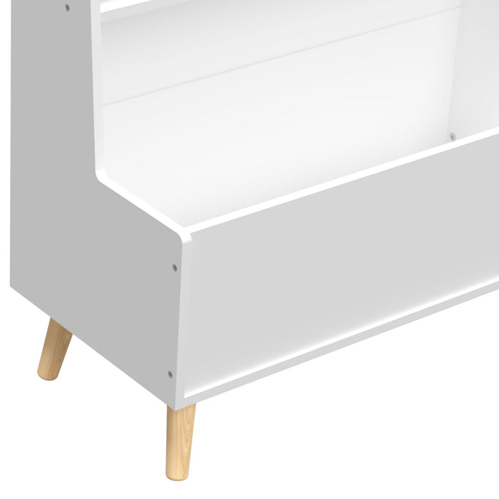 Bookshelf , Book Organizer With Toy Storage - White