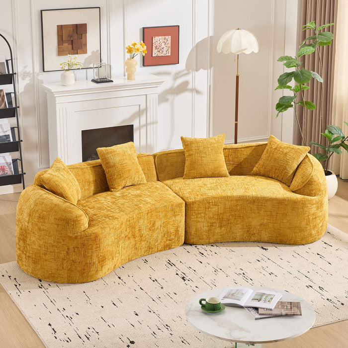 Curved Compressed Sofa, Nordic-Style Design For Living Room