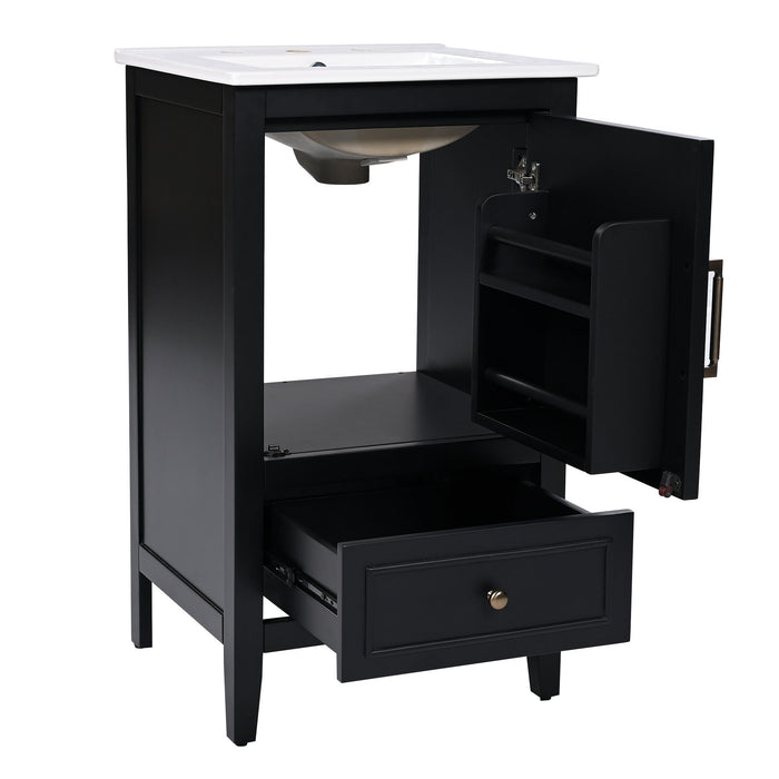 Modern Bathroom Vanity With Sink, Cabinet Storage, Drawer & Adjustable Feet