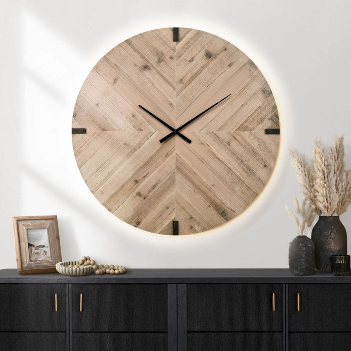 Wall Clock, Round, Large Oversized - Brown